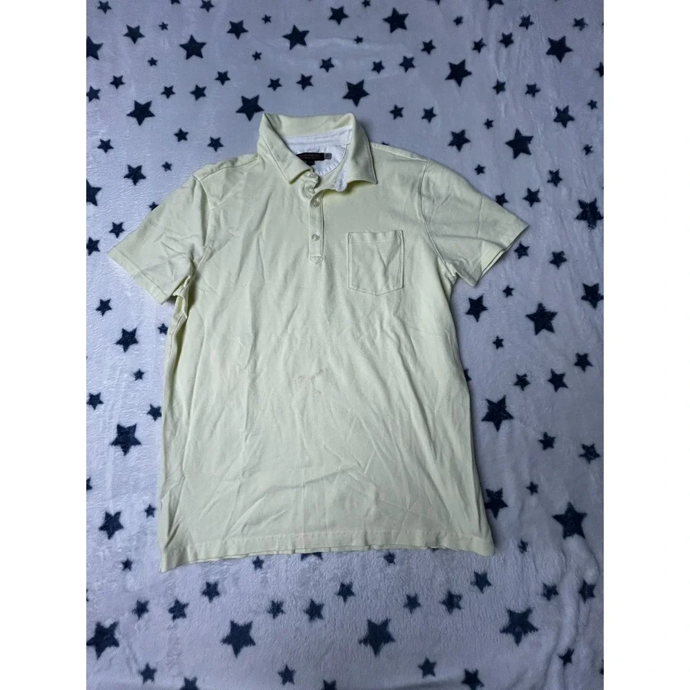 Banana Republic Performance Pique Polo Shirt Mens Large Yellow Pocket Stretch